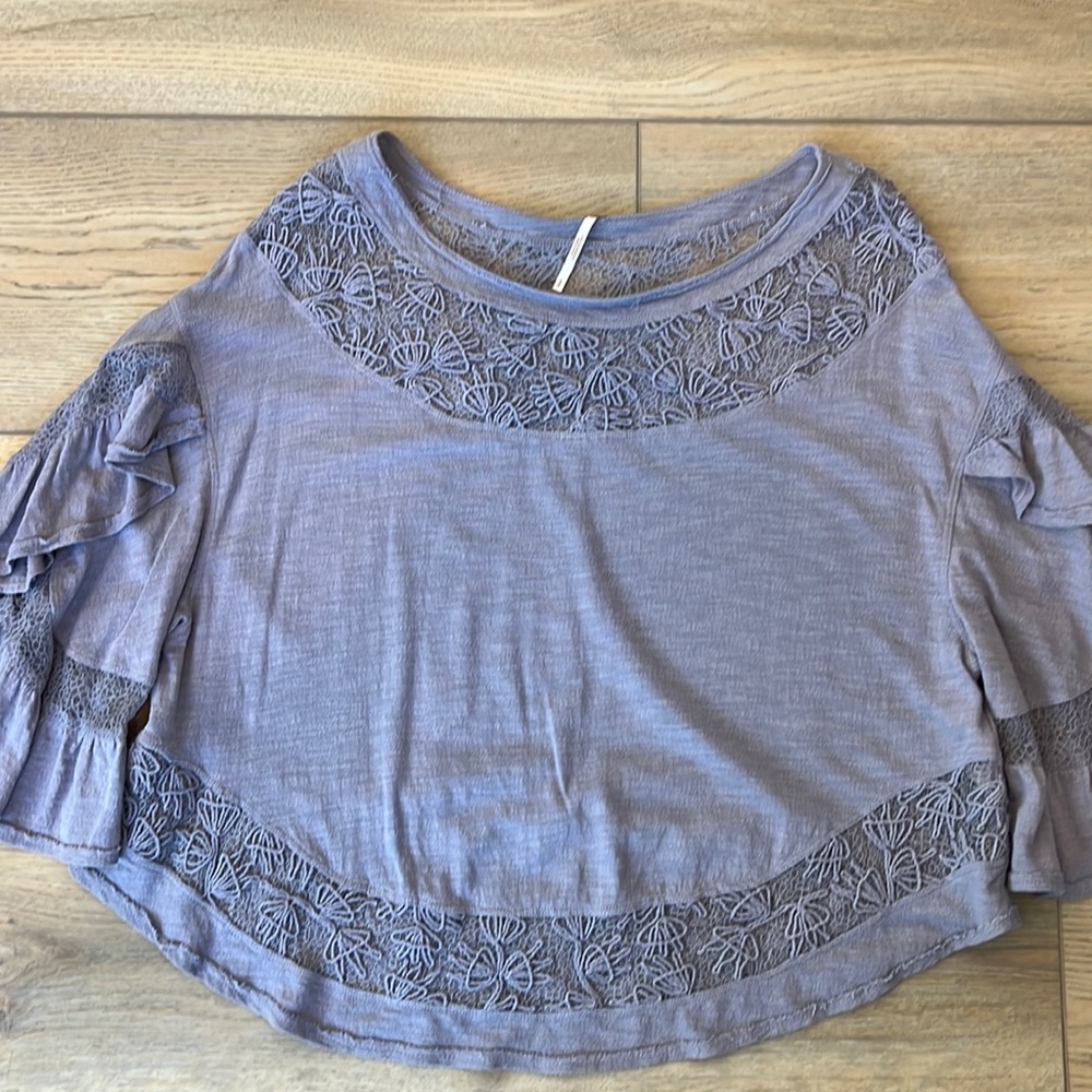 Free People Lavender Ruffle Poncho